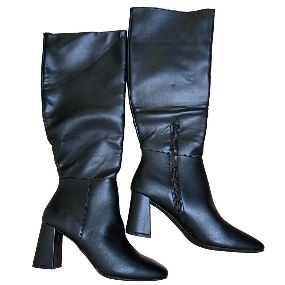 NIB-Women's Fashion Career Classic Knee High Black Square Toe Size 8M